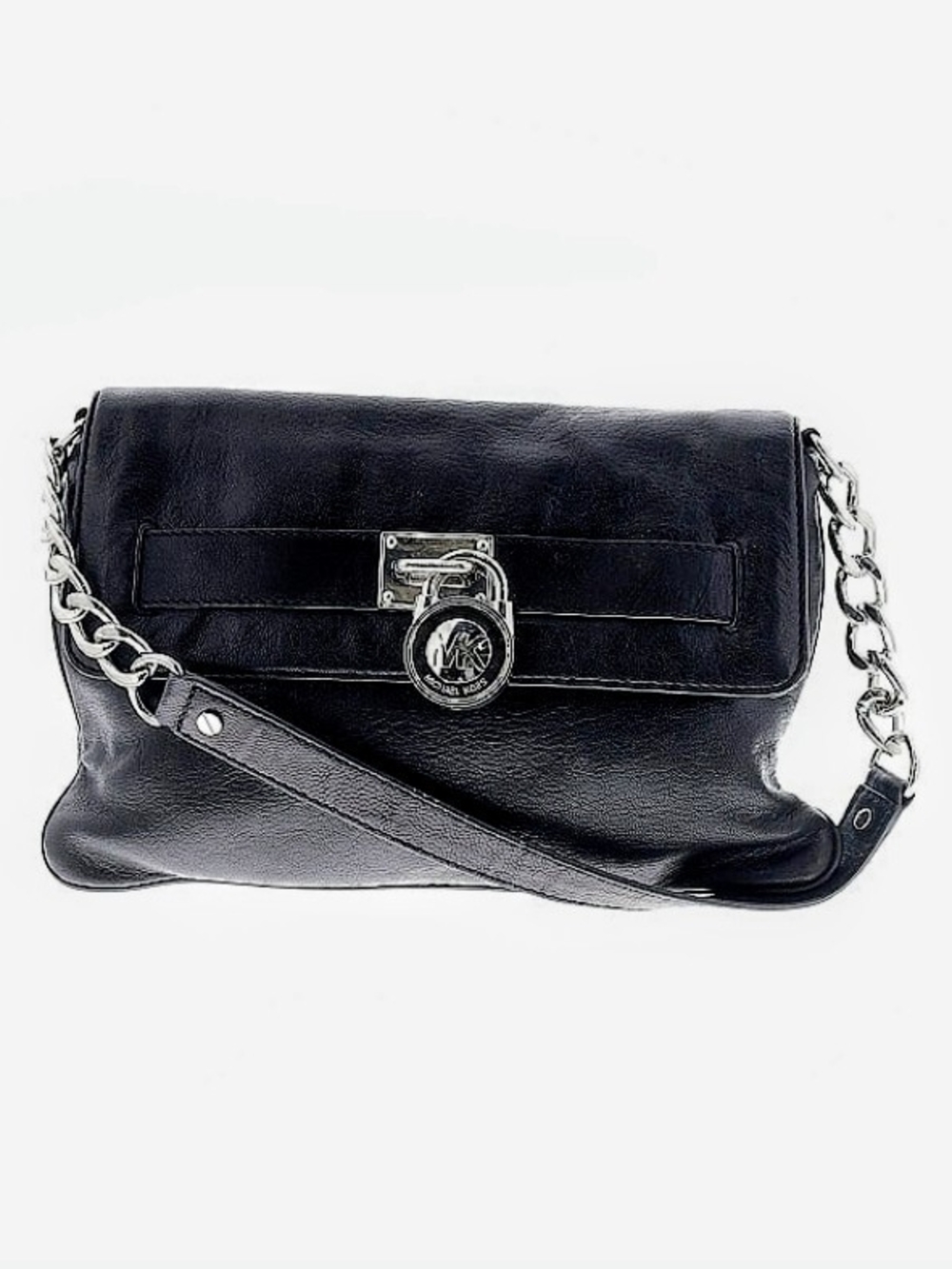 Michael Kors Black Leather Shoulder Bag with Chain Strap